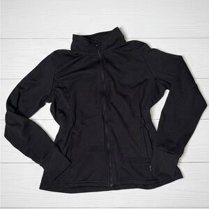 Mondetta Women's Medium Full Zip Active Jacket Black Textured Yoga Running Slim